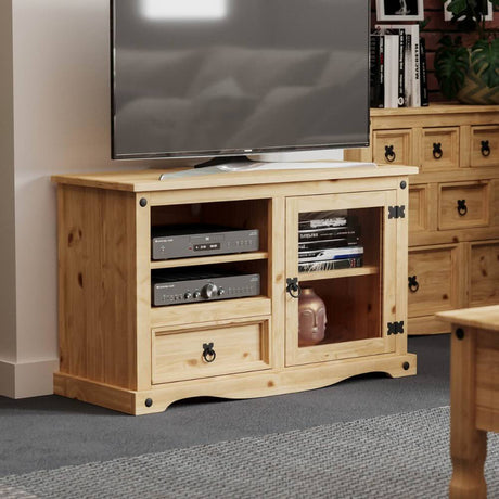 Annecy Rustic Light Pine Wood TV Stand With Storage