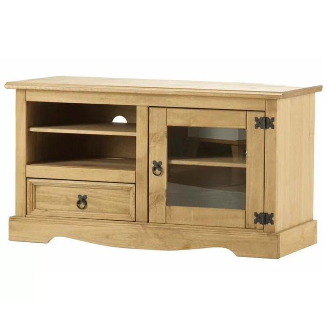 Annecy Rustic Light Pine Wood TV Stand With Storage