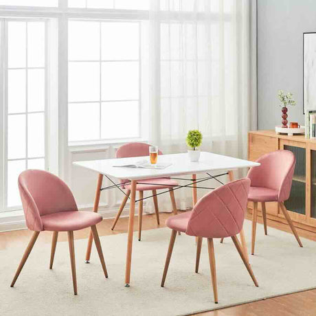 Rustic-Pink-Velvet-Dining-Chair-Diamond-Back-Stitching-Wooden-Beech-Legs-Set-of-2