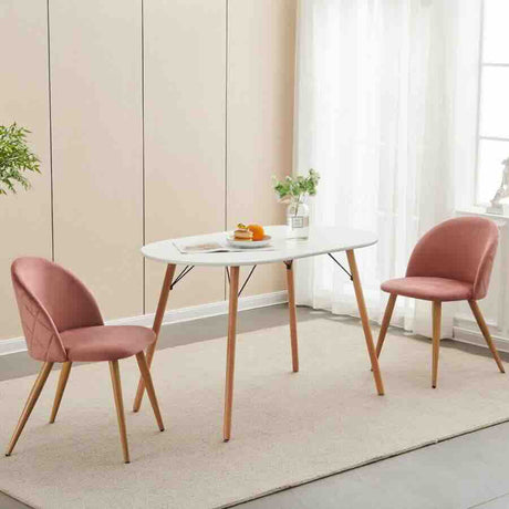 Rustic-Pink-Velvet-Dining-Chair-Diamond-Back-Stitching-Wooden-Beech-Legs-Set-of-2