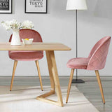 Rustic-Pink-Velvet-Dining-Chair-Diamond-Back-Stitching-Wooden-Beech-Legs-Set-of-2