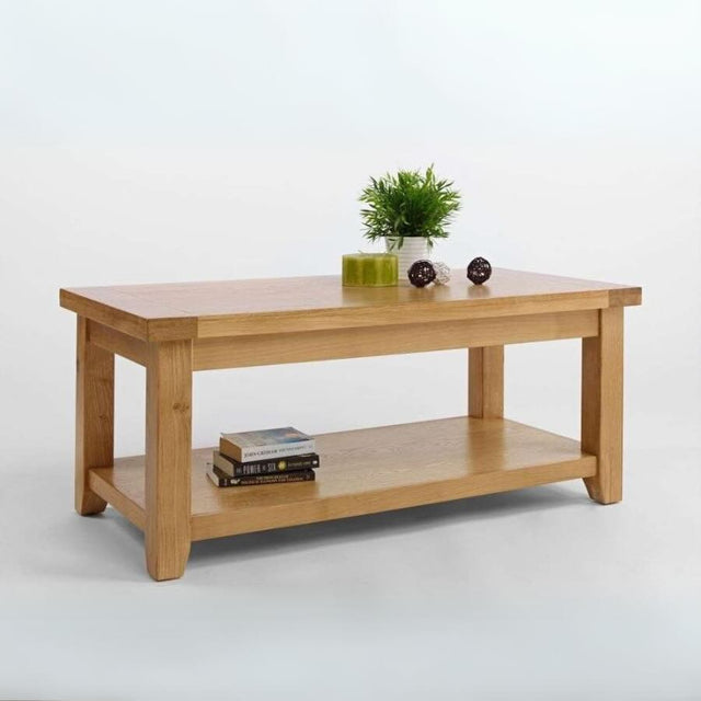 Rustic-Rectangular-Oak-Wood-Coffee-Table-With-Shelf-110cm