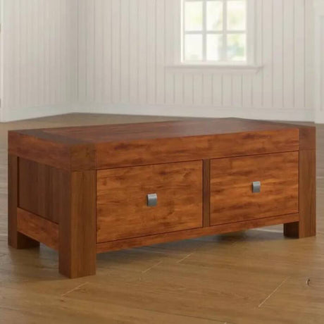 Rustic-Rectangular-Solid-Acacia-Wood-Coffee-Table-With-2-Drawers-120cm