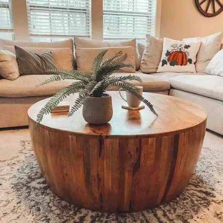 Rustic-Round-Solid-Mango-Wood-Coffee-Table-Drum-Style-80cm