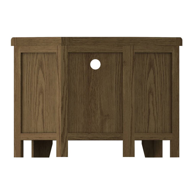 Nathan Classic Smoked Oak Wood Corner TV Stand With Storage