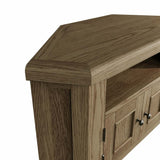 Nathan Classic Smoked Oak Wood Corner TV Stand With Storage