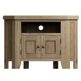 Nathan Classic Smoked Oak Wood Corner TV Stand With Storage