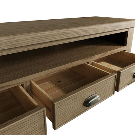 Nathan Classic Smoked Oak Wood TV Stand With Storage