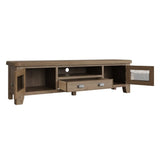 Nathan Classic Smoked Oak Wood Large TV Stand With Storage