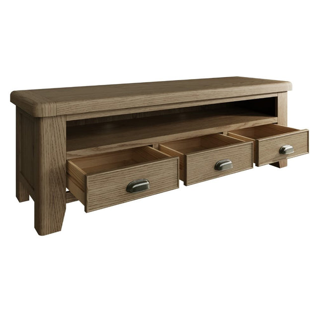 Nathan Classic Smoked Oak Wood TV Stand With Storage