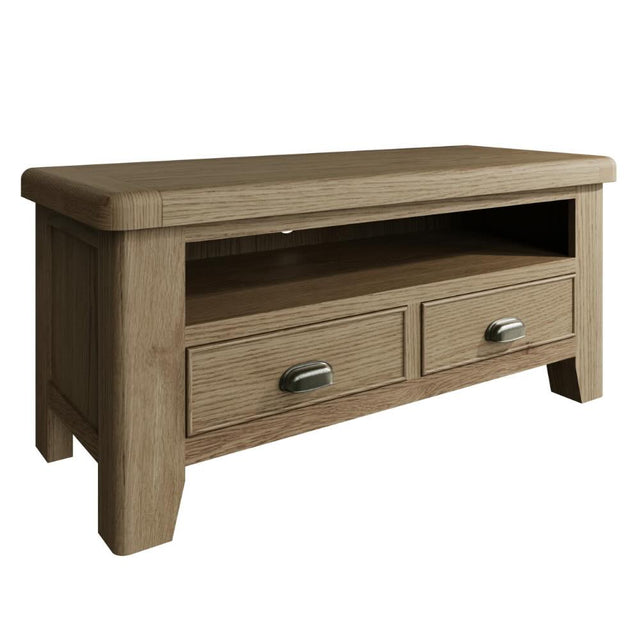 Nathan Classic Smoked Oak Wood TV Stand With Storage