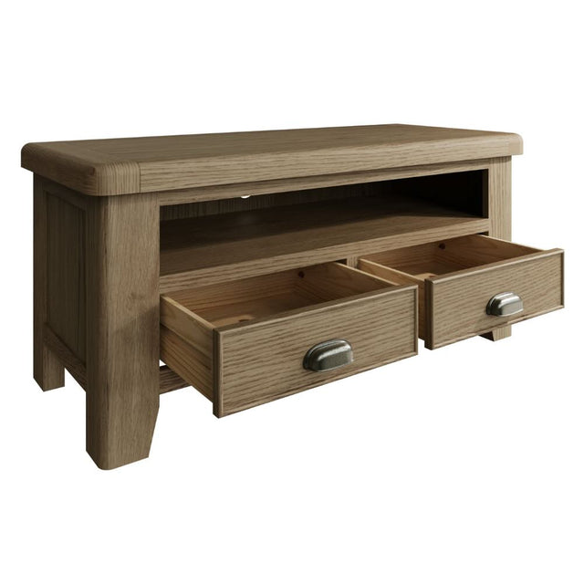 Nathan Classic Smoked Oak Wood TV Stand With Storage