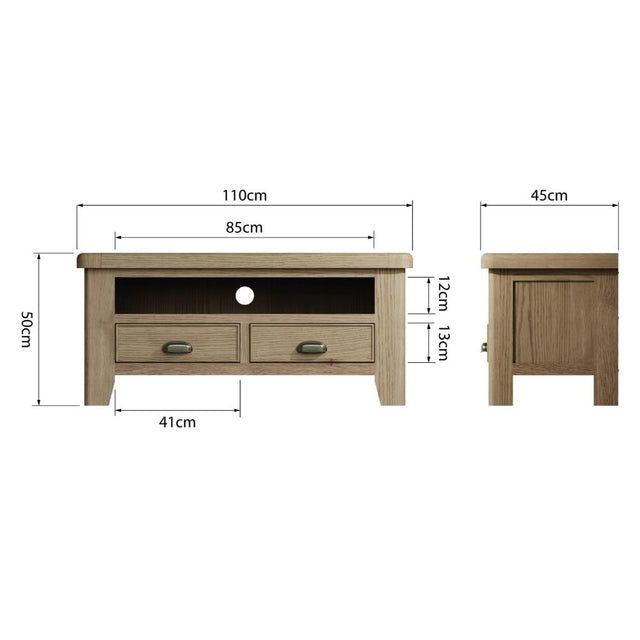 Nathan Classic Smoked Oak Wood TV Stand With Storage