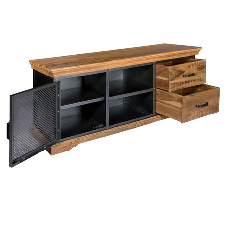 Rajkot Industrial Acacia Wood And Metal TV STand With Storage