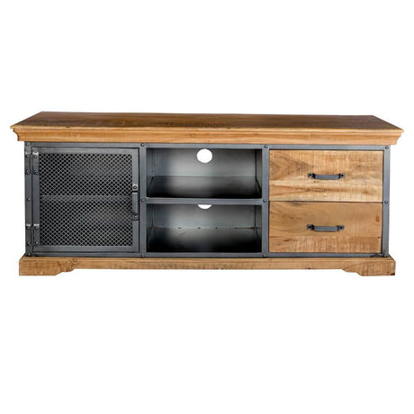 Rajkot Industrial Acacia Wood And Metal TV STand With Storage