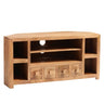 Puri Rustic Light Mango Wood Corner TV Stand With Storage