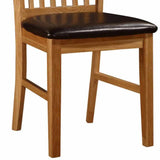 Rustic-Solid-Oak-Dining-Chair-With-Black-Faux-Leather-Seat-Cushion-And-Panelled-Back-Set-of-2