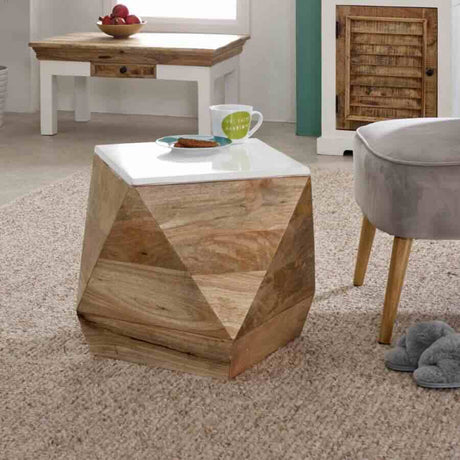 Rustic-Square-Natural-Mango-Wood-Side-Table-White-Top-40cm