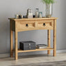 Rustic-light-oak-hallway-console-table-with-double-drawer-in-light-pine-wood