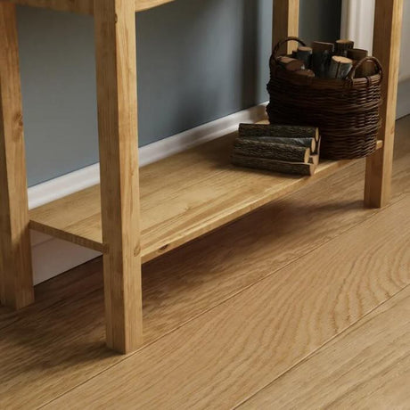 Rustic-light-oak-hallway-console-table-with-double-drawer-in-light-pine-wood