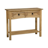 Rustic-light-oak-hallway-console-table-with-double-drawer-in-light-pine-wood