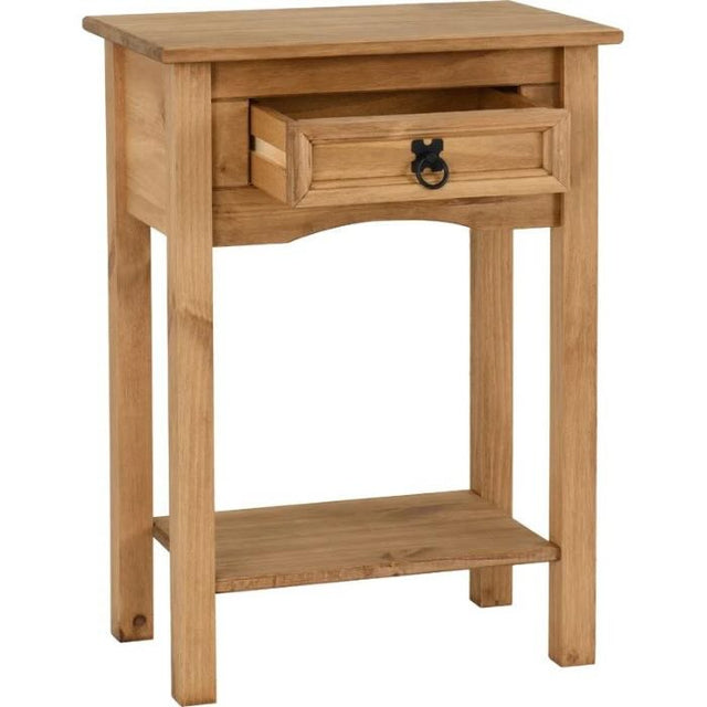 Rustic-light-oak-hallway-console-table-with-drawer-in-light-pine-wood