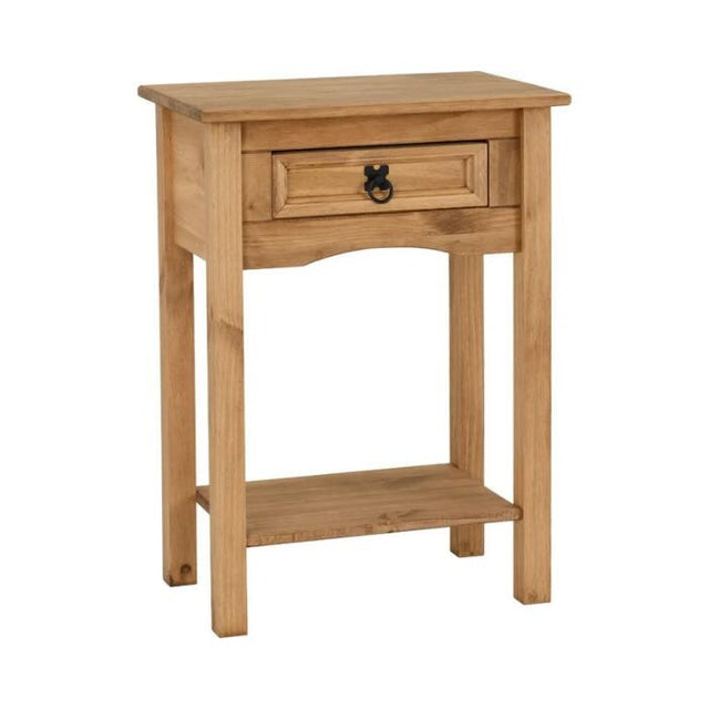 Rustic-light-oak-hallway-console-table-with-drawer-in-light-pine-wood