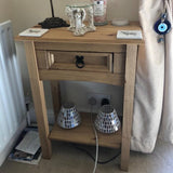 Rustic-light-oak-hallway-console-table-with-drawer-in-light-pine-wood