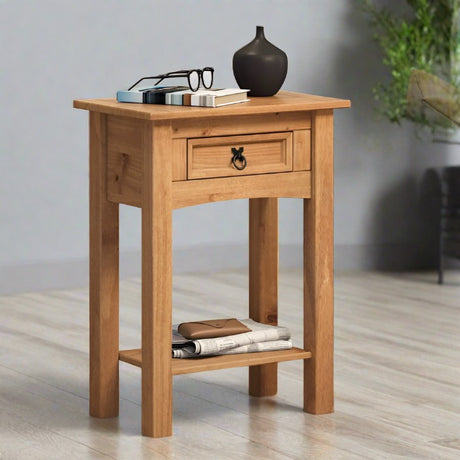 Rustic-light-oak-hallway-console-table-with-drawer-in-light-pine-wood