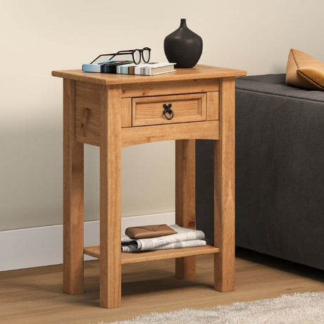 Annecy Rustic Solid Light Pine Wood Hallway Console Table With Triple Drawer