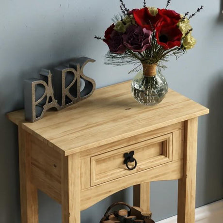 Rustic-light-oak-hallway-console-table-with-drawer-in-light-pine-wood