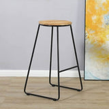 Rustic-oak-bar-stool-with-black-metal-frame