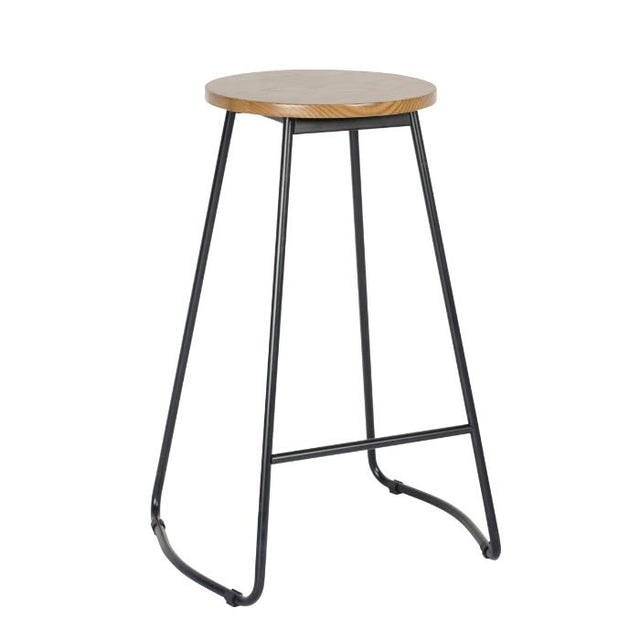 Rustic-oak-bar-stool-with-black-metal-frame