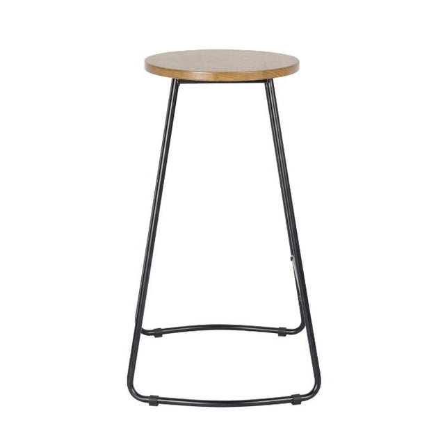 Rustic-oak-bar-stool-with-black-metal-frame