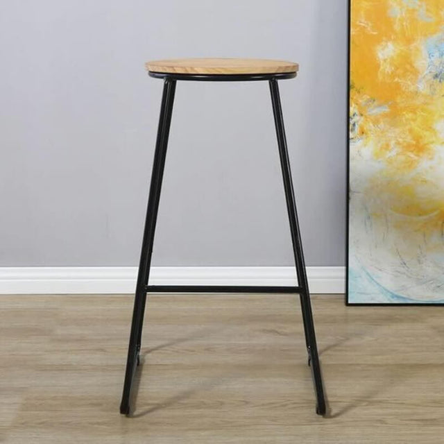 Rustic-oak-bar-stool-with-black-metal-frame