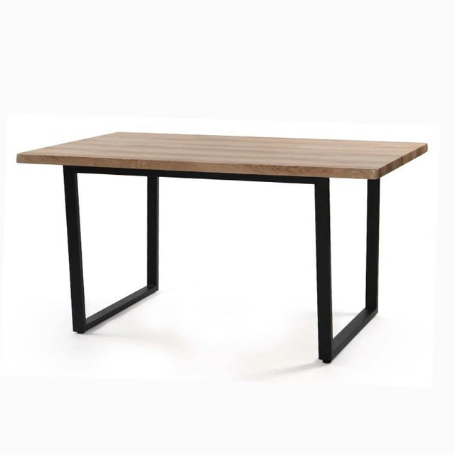 Rustic-rectangular-wooden-dining-table-with-black-metal-frame-and-natural-oak-tabletop-160cm