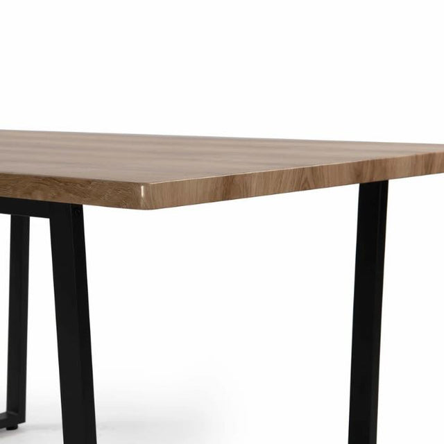 Rustic-rectangular-wooden-dining-table-with-black-metal-frame-and-natural-oak-tabletop-160cm