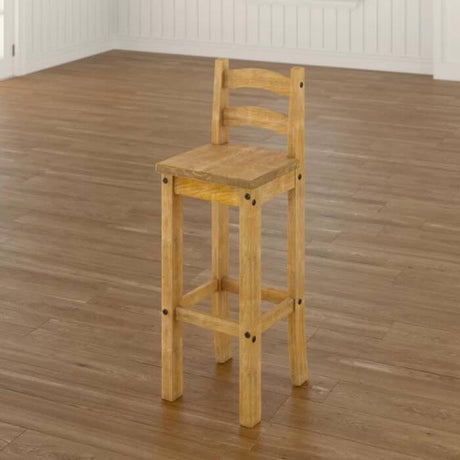 Rustic-solid-oak-bar-stool-in-light-pine-wood