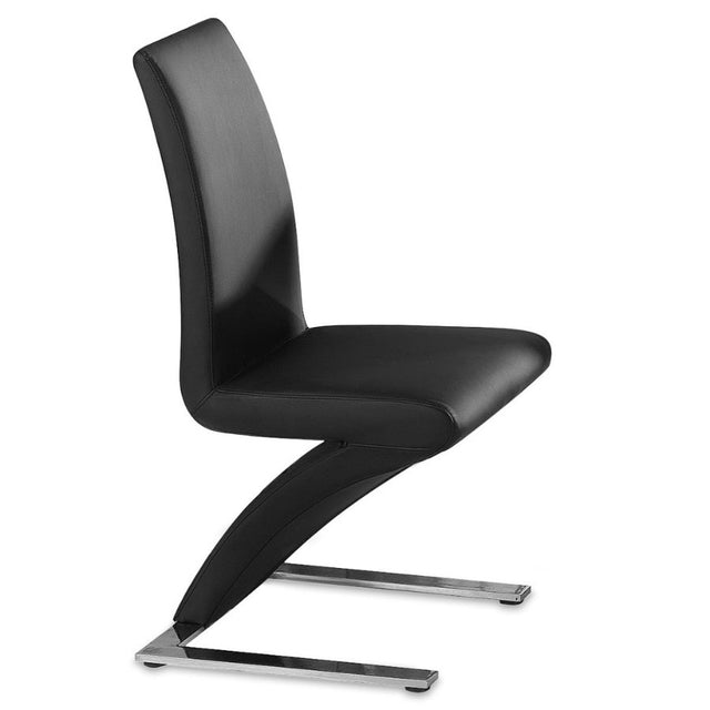 Ultra-Modern-Black-Faux-Leather-Cantilever-Dining-Chairs-With-Metal-Base-Set-of-2