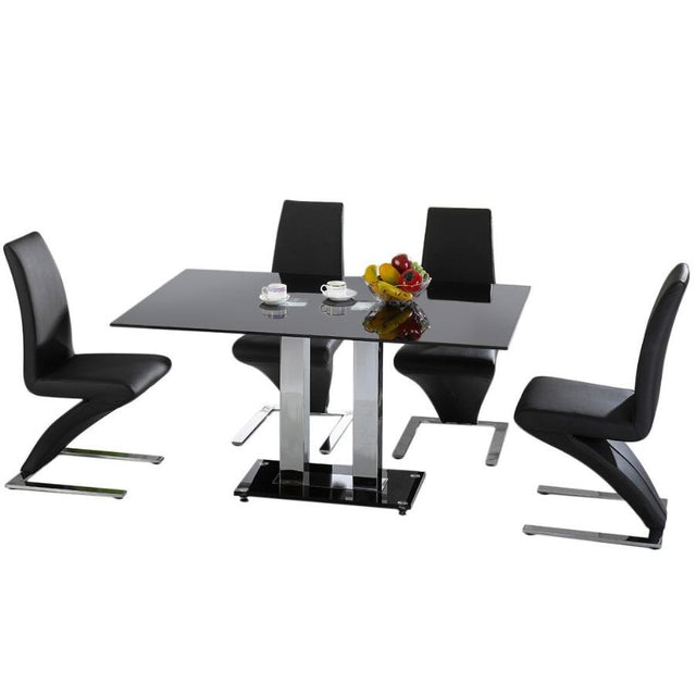 Ultra-Modern-Black-Faux-Leather-Cantilever-Dining-Chairs-With-Metal-Base-Set-of-2