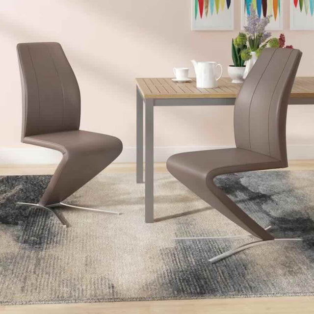 Ultra-Modern-Brown-Faux-Leather-Cantilever-Dining-Chair-With-Modern-Chrome-Base-Set-of-2