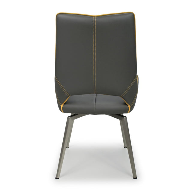 Ultra-Modern-Grey-Leather-Swivel-Dining-Chair-Metal-Legs-Set-of-2