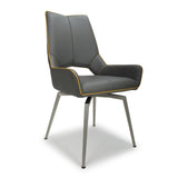 Ultra-Modern-Grey-Leather-Swivel-Dining-Chair-Metal-Legs-Set-of-2