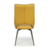 Ultra-Modern-Yellow-Leather-Swivel-Dining-Chair-Metal-Legs-Set-of-2