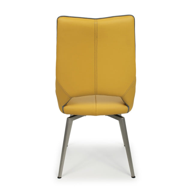 Ultra-Modern-Yellow-Leather-Swivel-Dining-Chair-Metal-Legs-Set-of-2