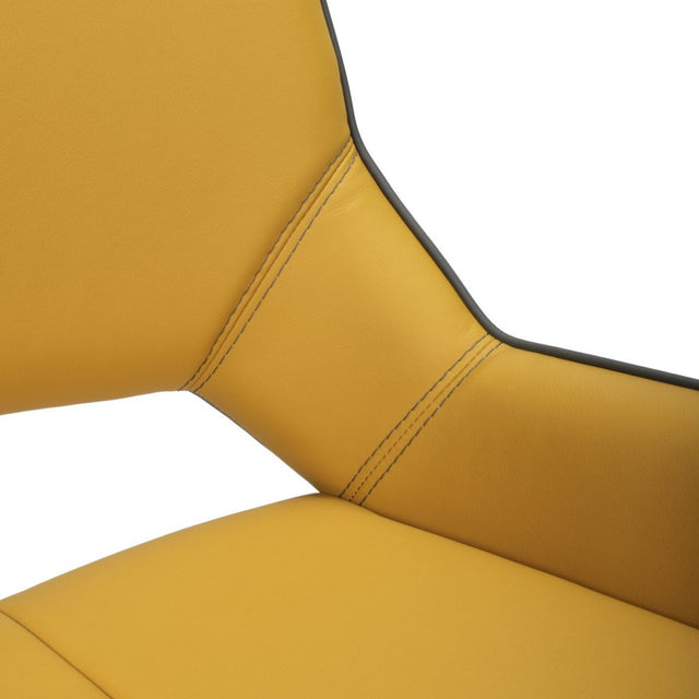 Ultra-Modern-Yellow-Leather-Swivel-Dining-Chair-Metal-Legs-Set-of-2