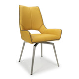 Ultra-Modern-Yellow-Leather-Swivel-Dining-Chair-Metal-Legs-Set-of-2