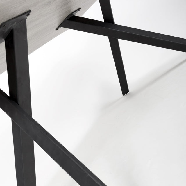 Wood-Industrial-Curved-Edge-Top-Dining-Table-Black-Cross-Over-Metal-Base-160cm