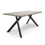 Wood-Industrial-Curved-Edge-Top-Dining-Table-Black-Cross-Over-Metal-Base-160cm