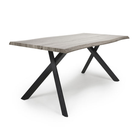 Wood-Industrial-Curved-Edge-Top-Dining-Table-Black-Cross-Over-Metal-Base